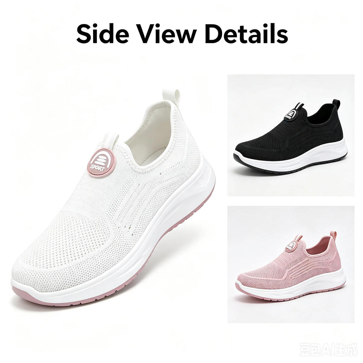 New Women Slip On Walking Sneakers Breathable Flying Knit Mesh/Casual Loafers Lightweight Cushion Platform Non Slip Sneakers
