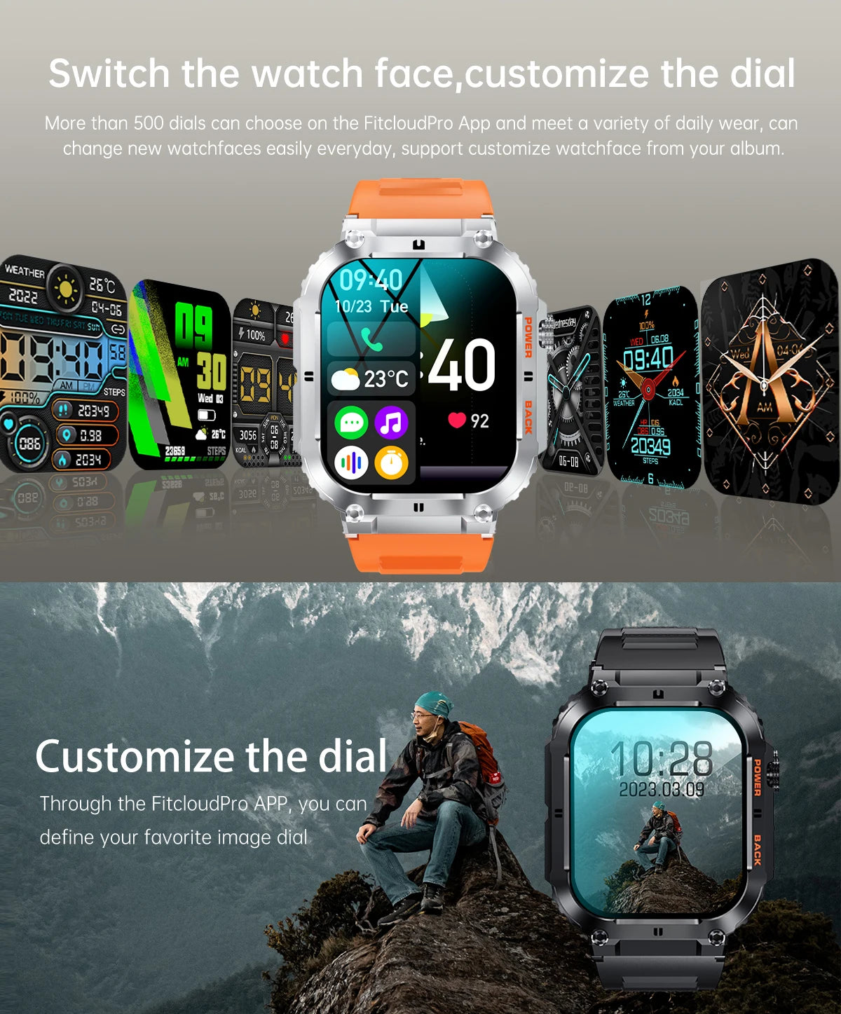 LIGE Outdoor Sports Fitness Smartwatch For Men 1.96 Inch Screen/Bluetooth Calling Waterproof Keeps Track of Blood Oxygen