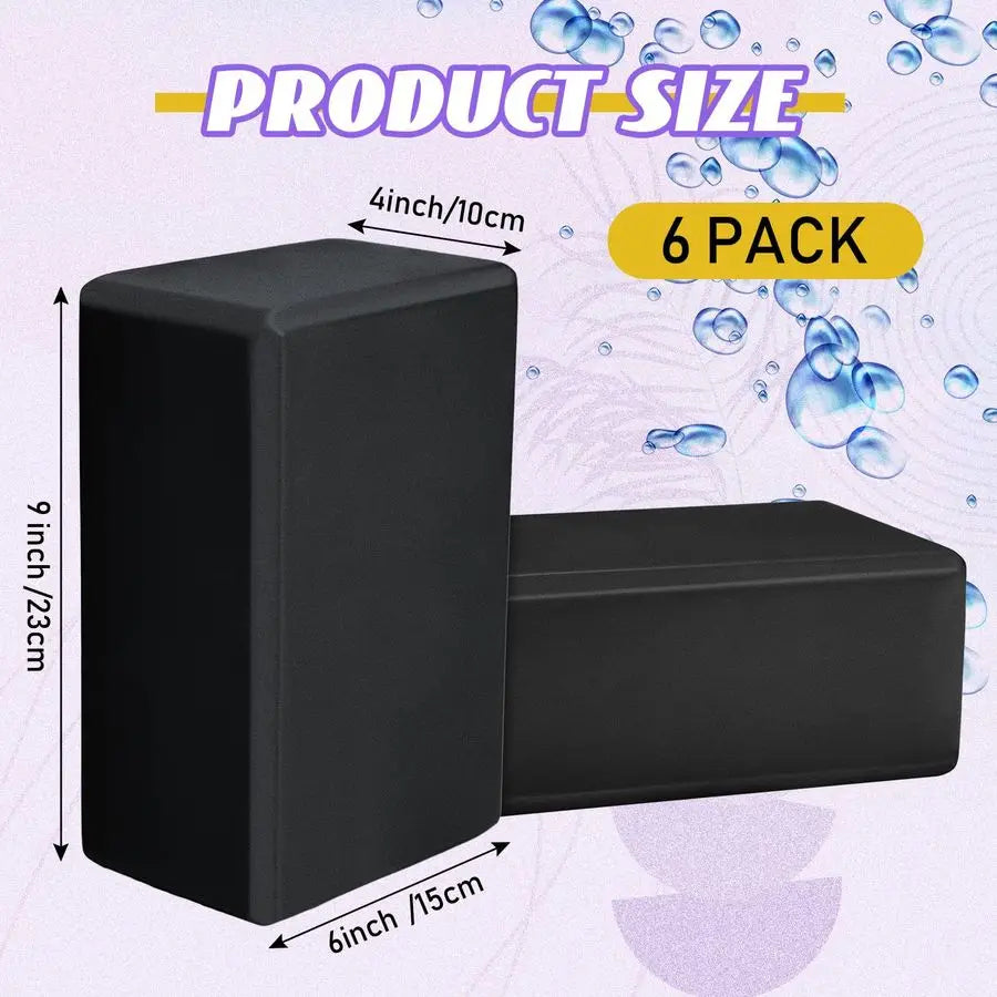 6 Pack Yoga Blocks 9 x 6 x 4 Inch Eva Foam Lightweight/Non Slip Yoga Props for Yoga Pilates Stretching Meditation
