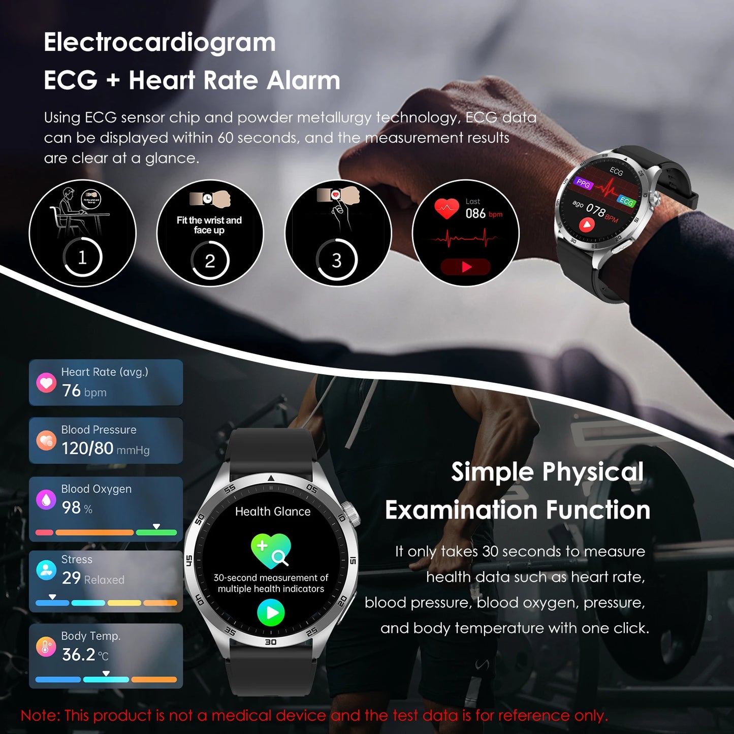 Marsyu 2026 New Nursing Grade Smart Watch ECG+PPG Blood Lipid/Blood pressure Uric Acid HD Bluetooth Call Clock Health Smart Watch