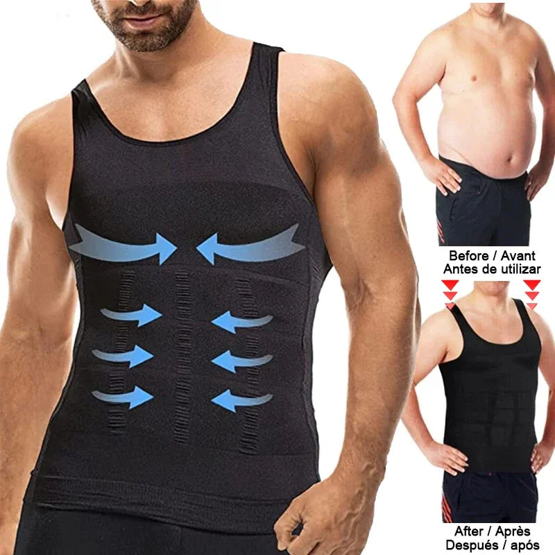 Men Compression Vest Sleeveless Shapewear Slimming Body Shaper/Shirt Gym Workout Corset Tummy Control Tank Top Abs Abdomen