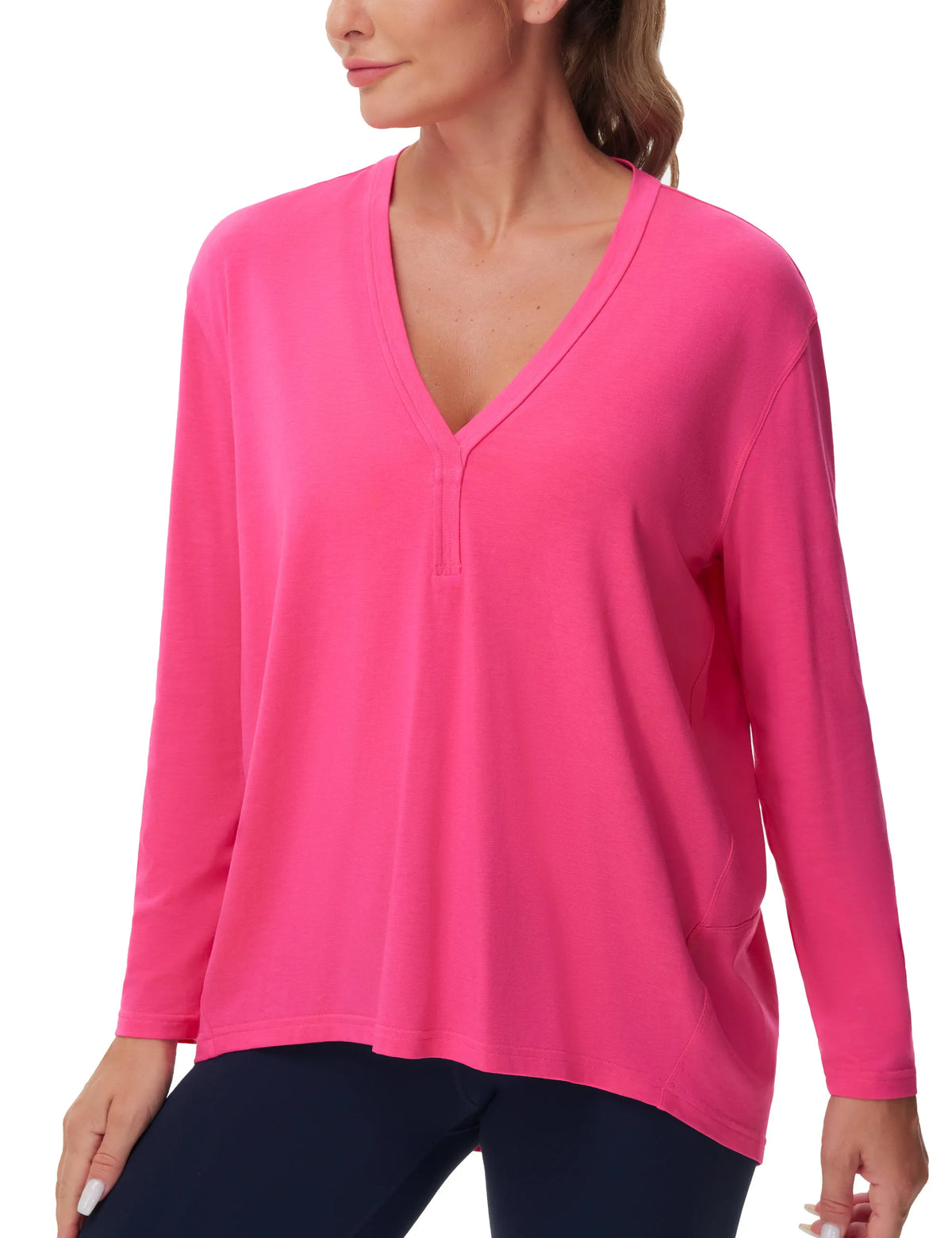 THE GYM PEOPLE Women's Long Sleeve Workout Shirts/Loose Fit V-Neck Running T-Shirts Tops