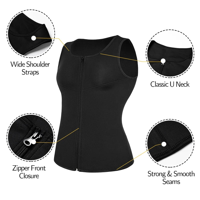 Men Waist Trainer Vest for Weight Loss Neoprene Fitness Corset Body Shaper/Zip Sauna Tank Top Workout Shirt Sauna Suit