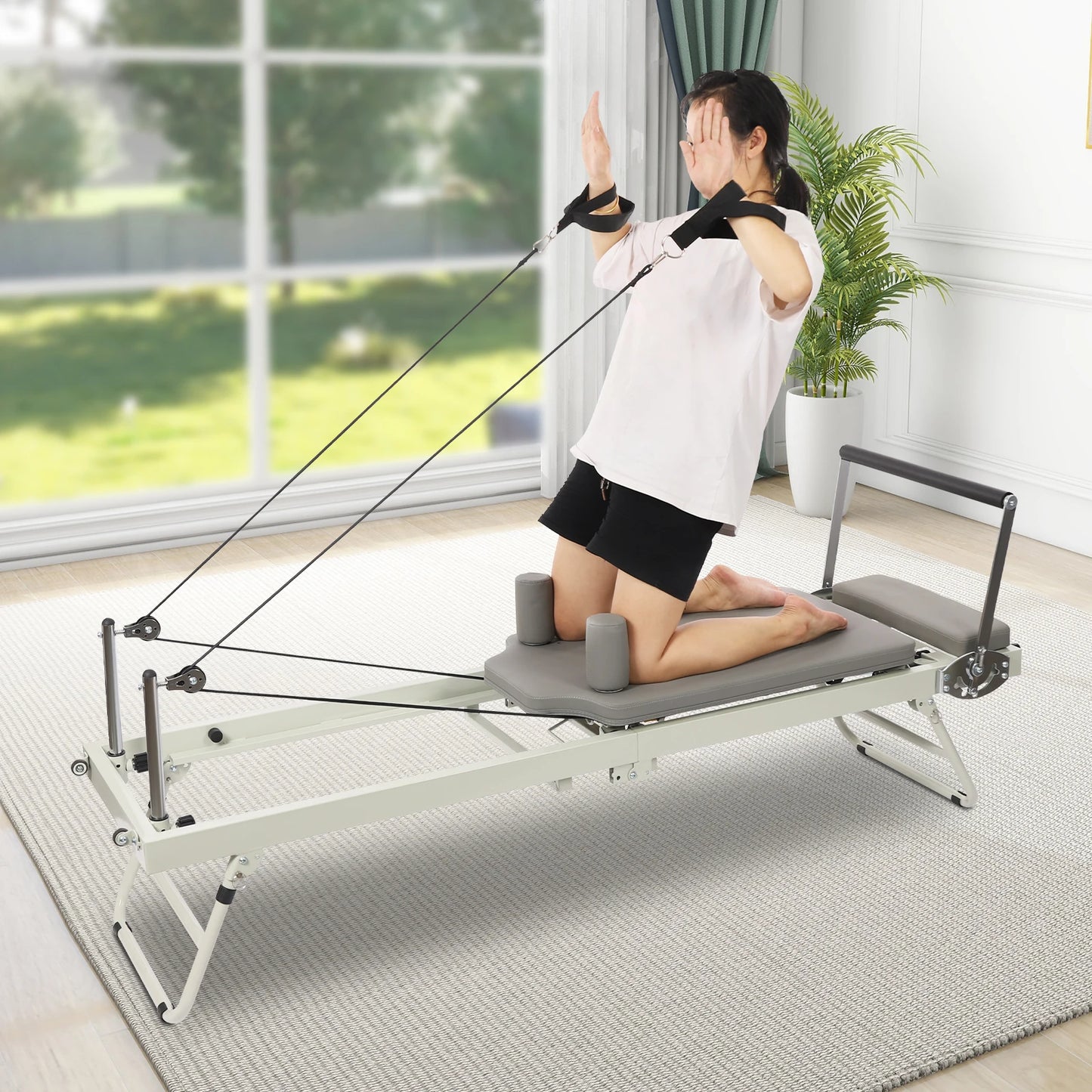 120kg/264.55lbs Foldable Pilates Reformer Machine/Multifunctional Yoga Fitness Equipment, Pilates Exercise Equipment