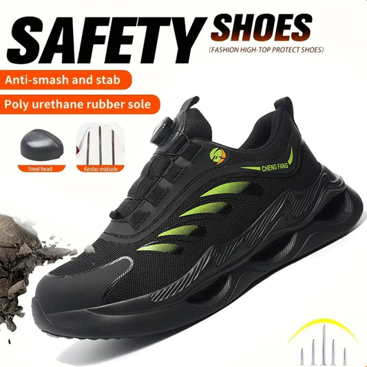 Soft sole lace-free anti-smash/and anti-puncture Men safety Sneakers shoes