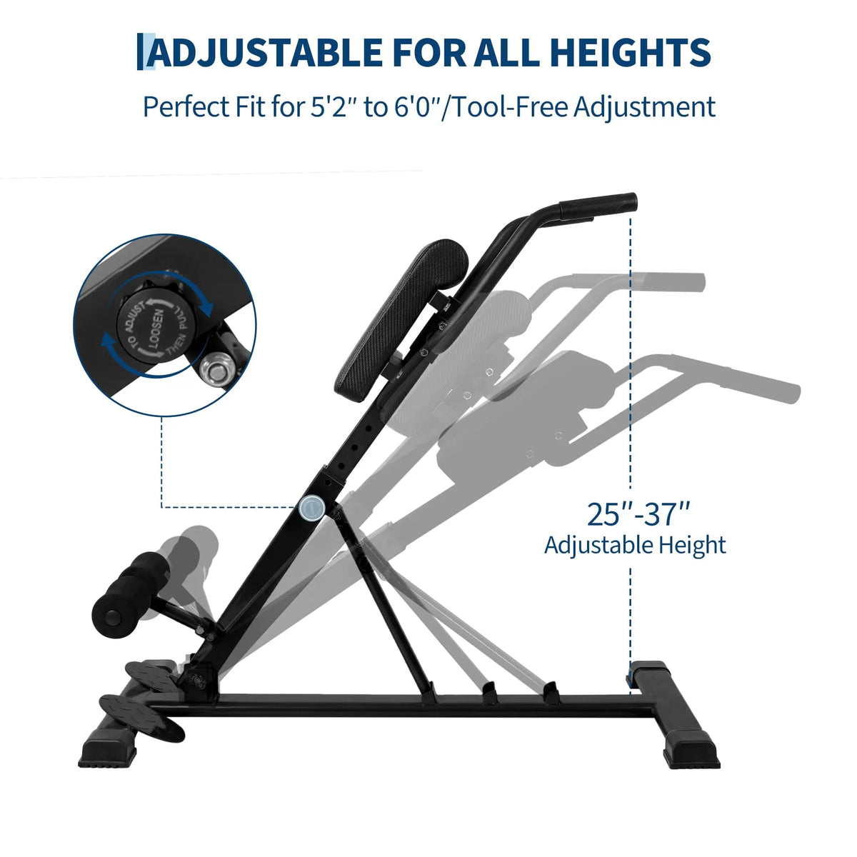 Roman Chair Hyperextension Bench For Home Gym 330 lb Capacity/Adjustable Back Extension Machine For Glutes Abs Core Hamstrings