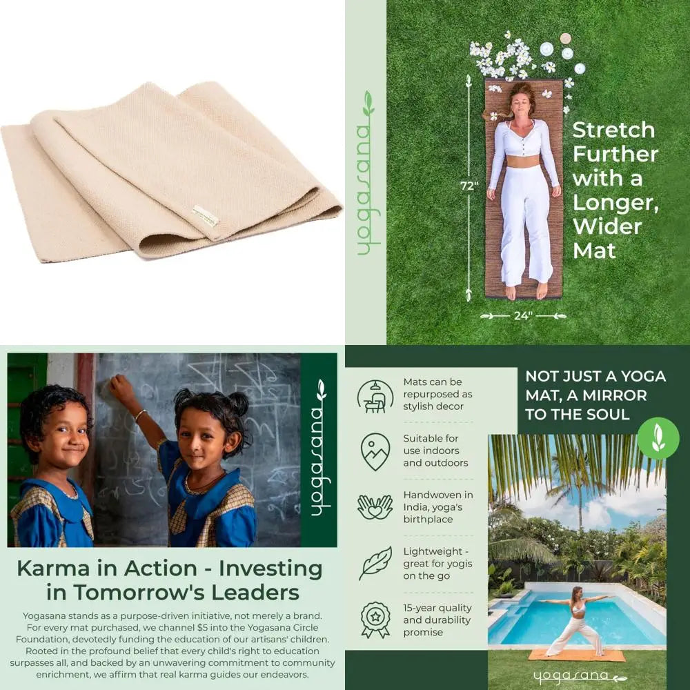 Yogasana Organic Cotton Yoga Mat Non Slip Hand-Woven Foldable Yoga Mat/Provides Excellent Comfort, Traction & Support