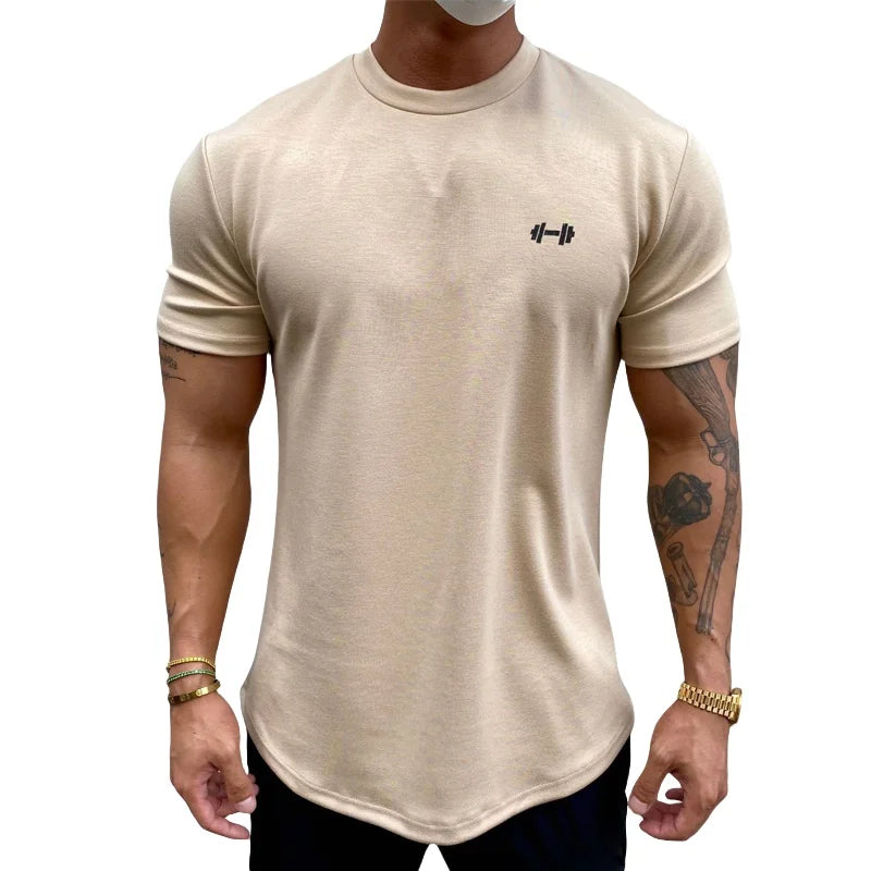 Summer Cotton t Shirt Men Short Sleeve Fitness Gym t-Shirts/Training Sport Tee Shirts Fashion Casual Tops Man Clothing