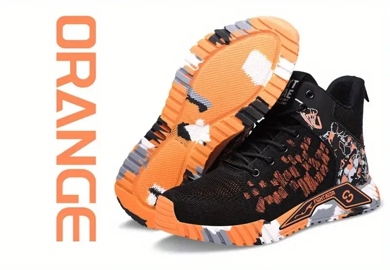 Camo Camouflage High Top Steel Toe Safety Work Boots for Men/Anti-Smash Puncture Resistant Breathable Indestructible