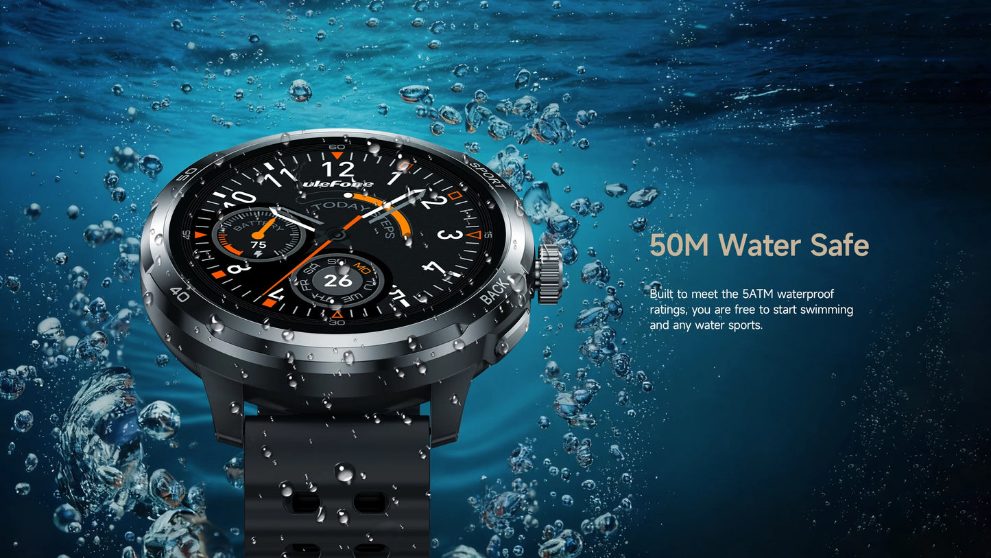 Ulefone Armor Watch Pro 1.5" AMOLED Smartwatch with Built-in GPS/Heart Rate Monitoring Sports Watch for Men & Women