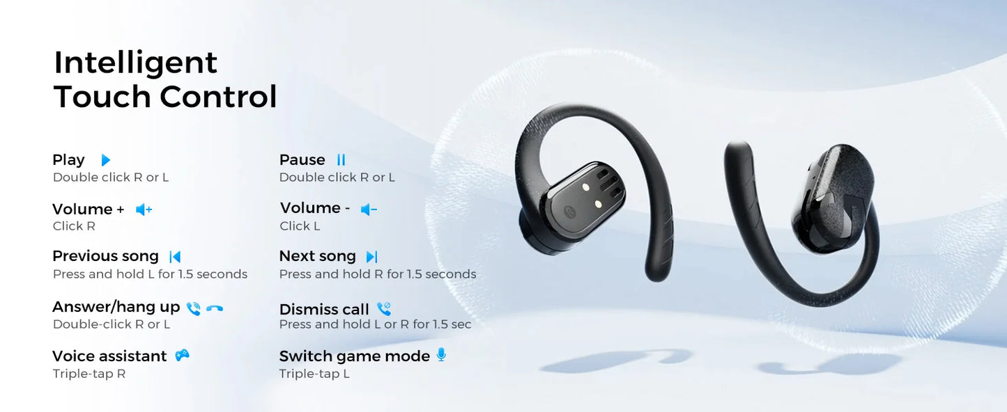 SoundPEATS Breezy Open-Ear Wireless Earphone Bluetooth 5.4 Earbuds/With 4 Mic AI call Noise Reduction, Multipoint Connection