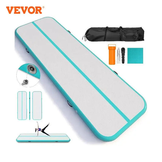 VEVOR 20ft Inflatable Air Gymnastic Mat/4 inches Thickness with Air Pump for Yoga