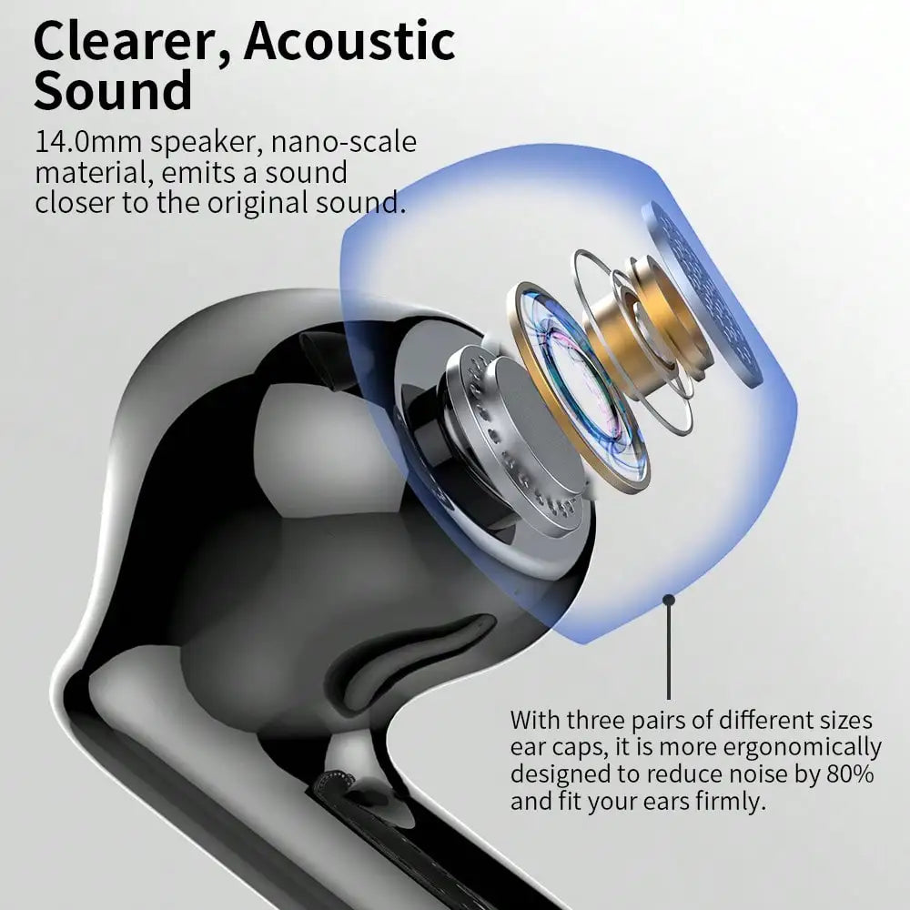 Ordtop Wireless Earbuds Bluetooth Headphones 48H Playtime Ear Buds/With LED Power Display, IPX7 Waterproof Bluetooth 5.4 Earphones
