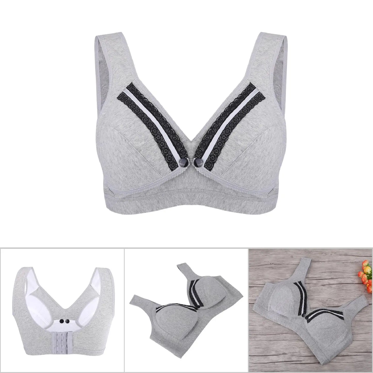 Cotton Maternity Nursing Breast Feeding Bras/Prevent Sagging Pregnant Women Underwear Grey Bra