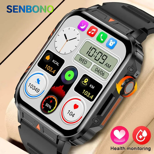 SENBONO Military Smart Watch Bluetooth Call 24/7 Heart Rate Monitor/IP68 Waterproof 100+ Sport Mode Smartwatch for Men Women