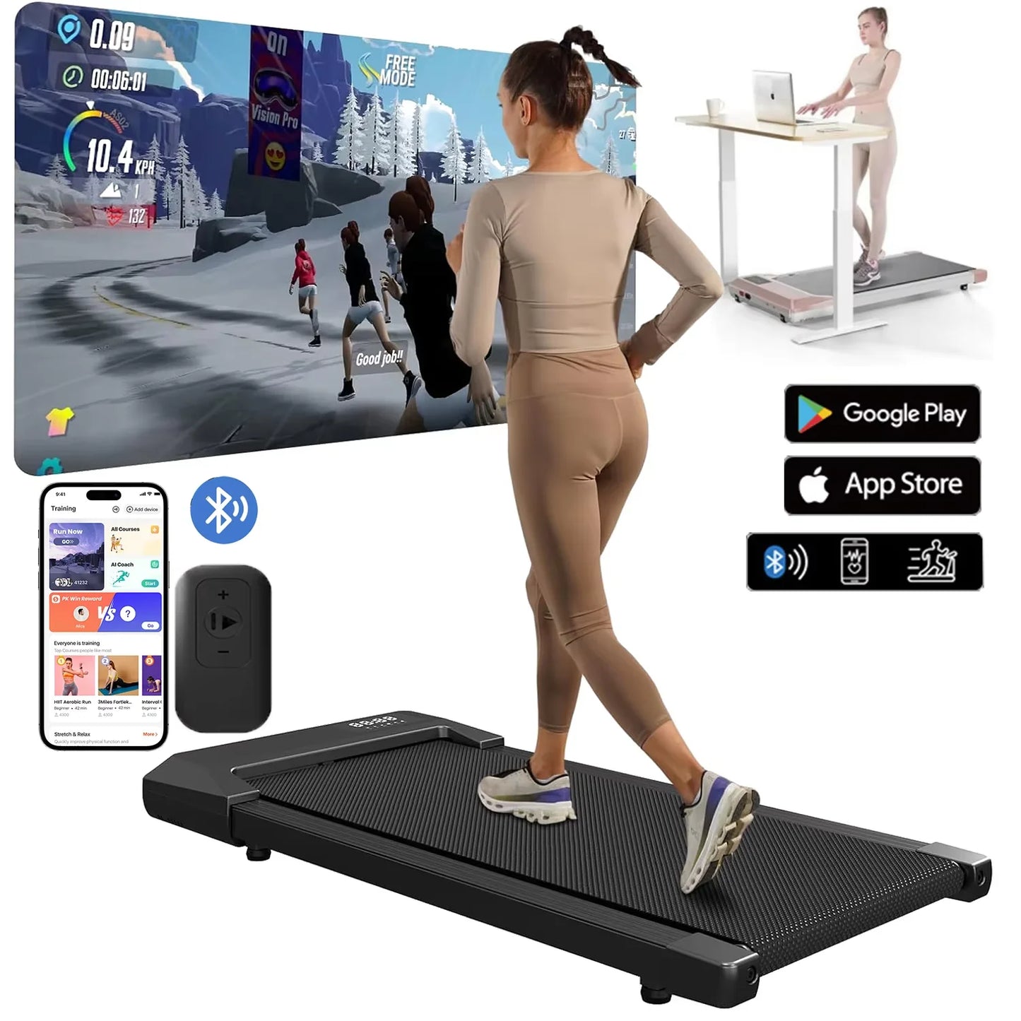 300lbs Treadmill for Home 2.5HP Treadmills Walking Pad/LCD Digital Data Display 2in1 Walking Running Fitness Exercise Machine