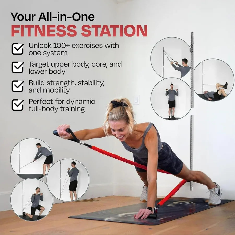 Aluminum Wall-Mounted Anchor Fitness System Adjustable Multi-Functional/Space Saving Home Gym Solution for Strength Training