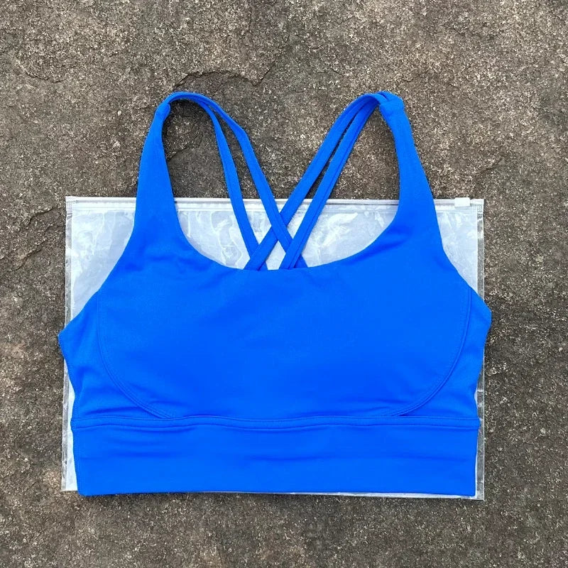 Women Sports Bra Sexy Criss Cross Straps Back High Support/Impact Yoga Underwear Running Fitness Gym Padded Bralette