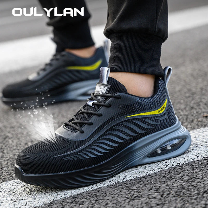 OULYLAN Mens Work Safety Shoes Breathable Sneakers Men/Lightweight Anti-smash Steel Toe Working Protective Shoes