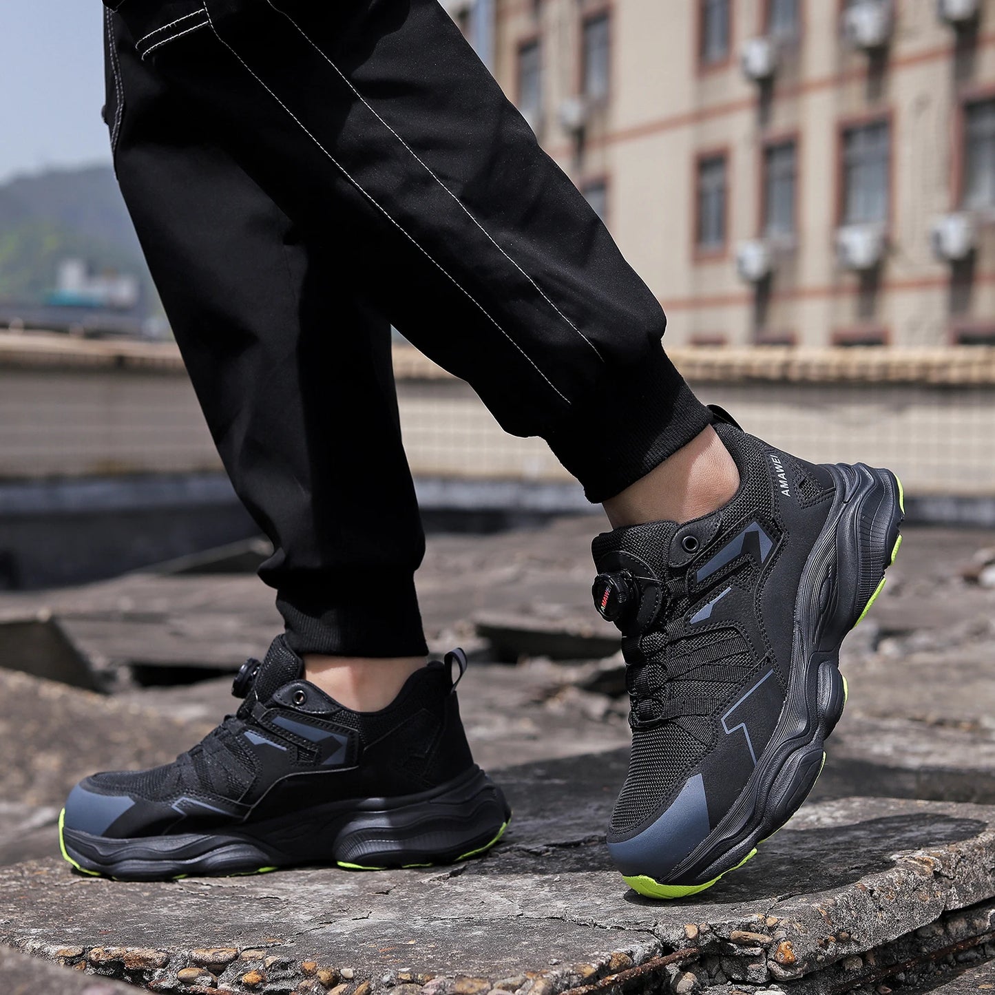 Rotating Button Steel Toe Safety Shoes for Men Lightweight/Work Sneakers Puncture Proof Work Shoes Construction Safety