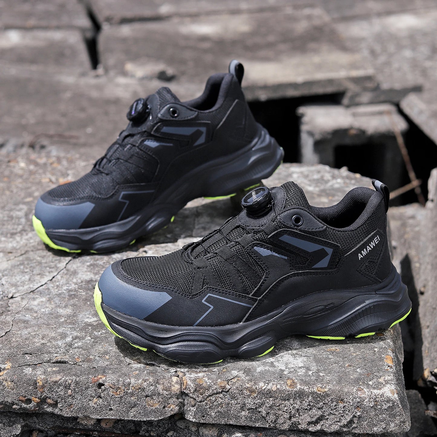 Rotating Button Steel Toe Safety Shoes for Men Lightweight/Work Sneakers Puncture Proof Work Shoes Construction Safety