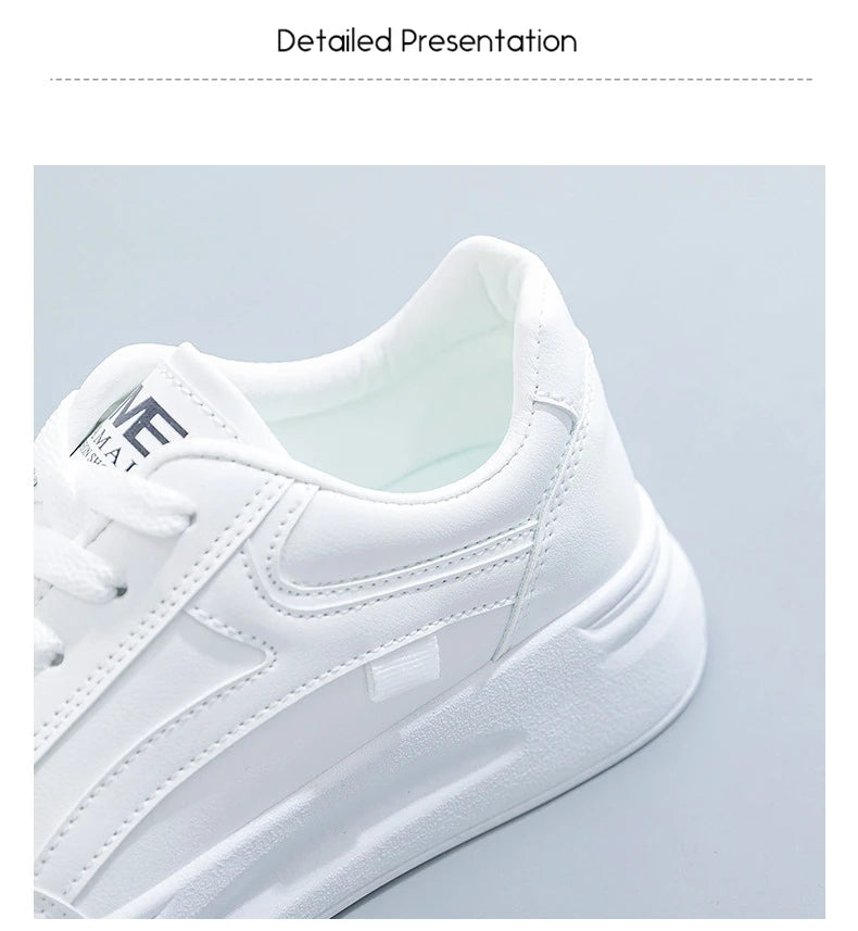 Outdoor Women Walking Shoes Skateboarding Shoes Women Sneakers/PU Leather Lace-Up Breathable Jogging Casual Sneakers