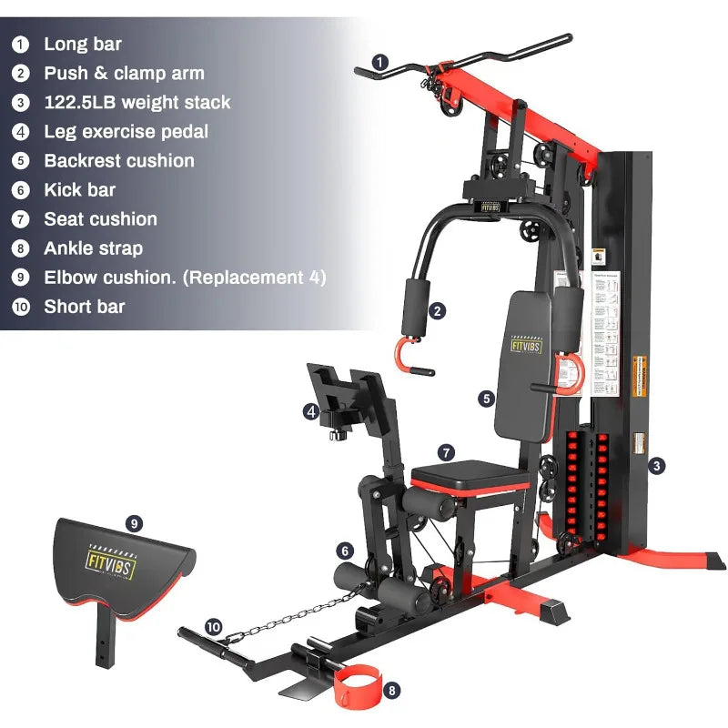 Workout Equipment with Leg Press, Exercise Equipment for Home/with Pulley System, Home Gym Equipment for Full Body