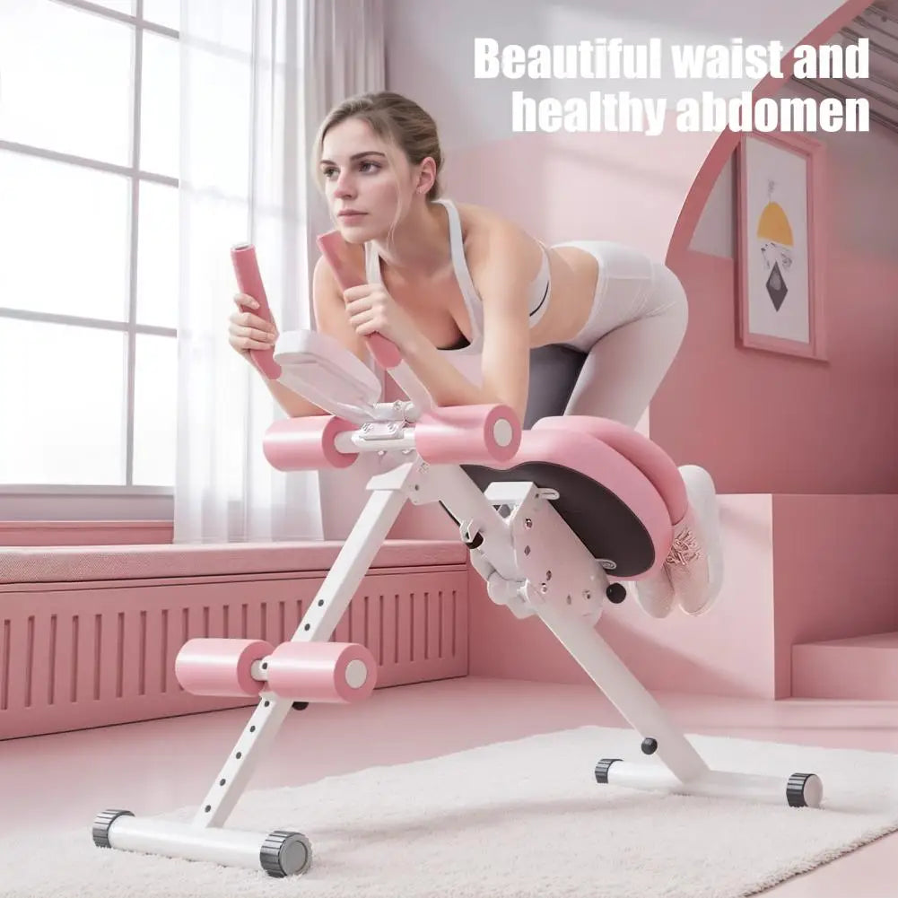 Height Adjustments Abdominal Trainer Ab Machine with LCD Display Screen/Foam Handle Full Body Workout Abdominal Exercise Machine