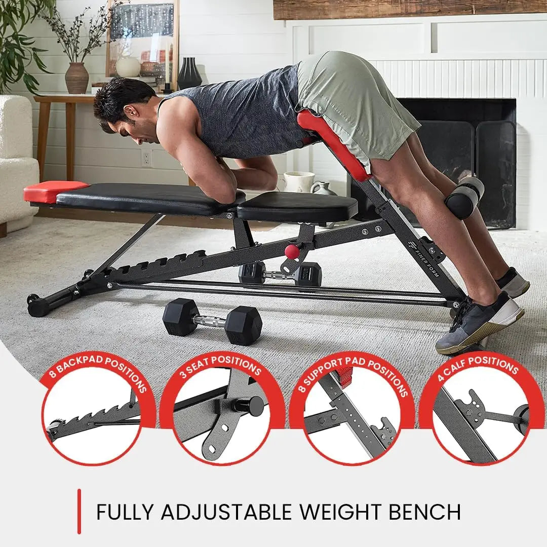 Weight Bench for Full All-in-One Body Workout Hyper Back Extension/Roman Chair Adjustable Ab Sit up Bench Yoga Fitness Equipment