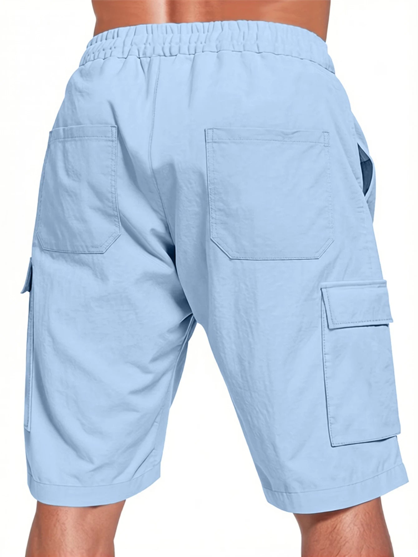 2PCS Men's Outdoor Shorts Drawstring Elastic Waist Multi Pocket/Bermuda Shorts Summer Loose Casual Beach Walking Shorts