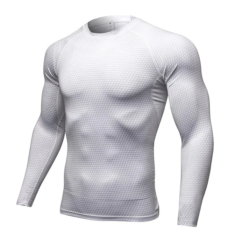Men's Fitness Running Training Long-Sleeved Shirts Tight Elastic/Quick-Drying Clothes Gym T-Shirt Workout Athletic Undershirts