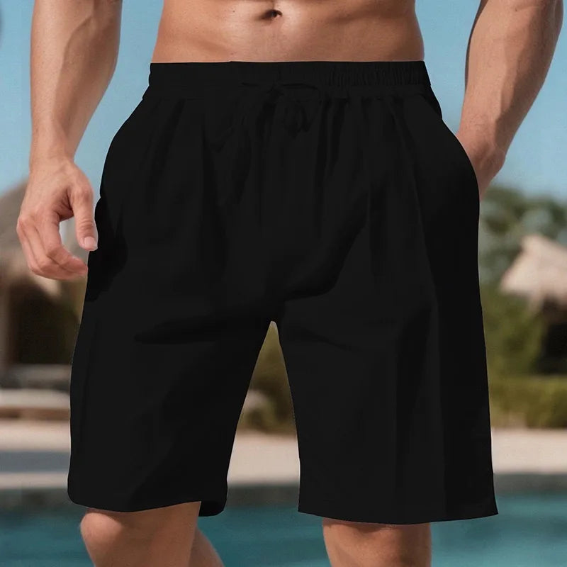 Men Light Blue Quick Dry Beach Shorts Elastic Drawstring Waist Loose Fit/Knee Length Swim Trunks Lightweight Breathable Casual Shorts
