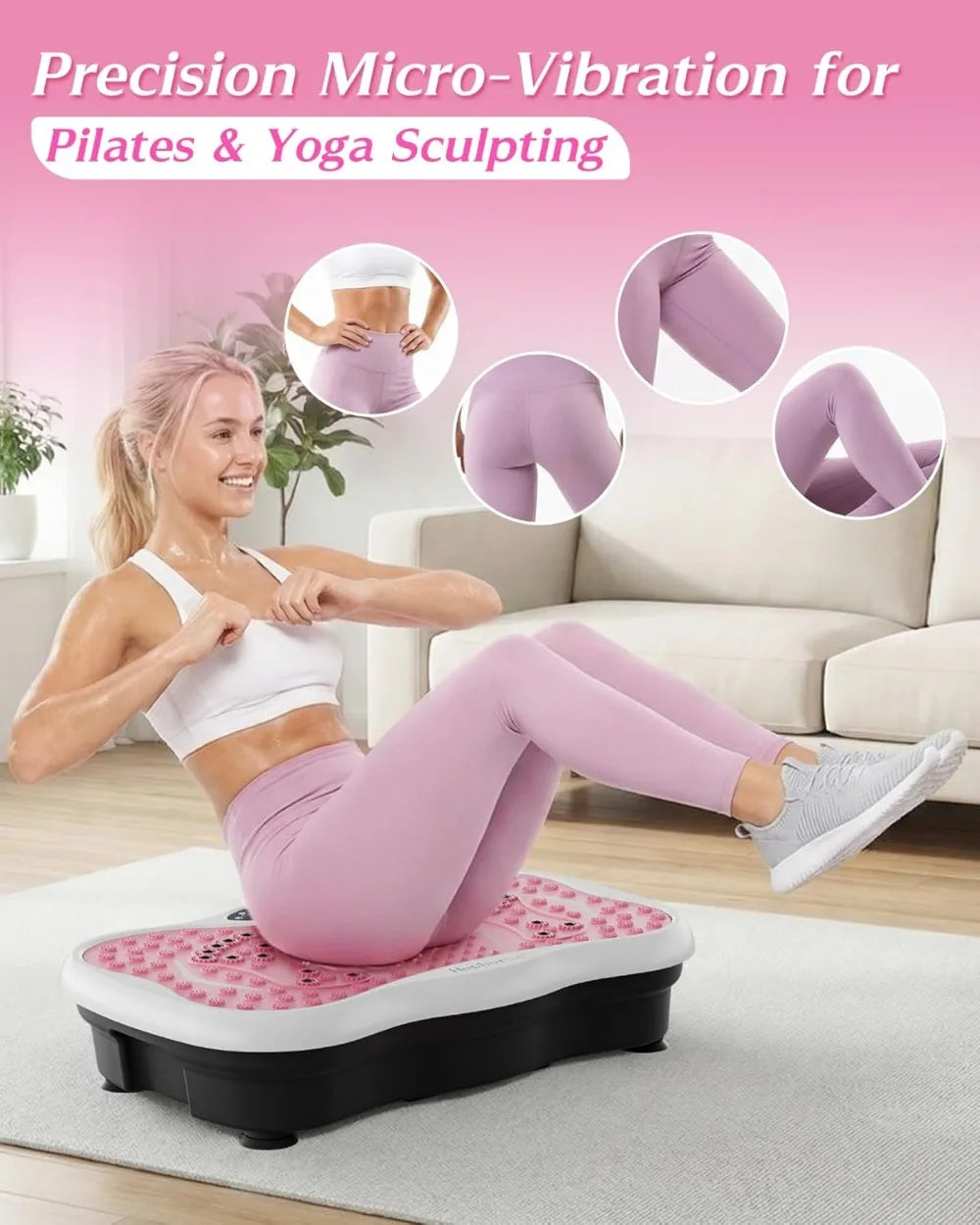 Vibration Plate Exercise Machine for Lymphatic Drainage 200 Speeds/Full Body Workout 300 Lbs Capacity with Resistance Bands