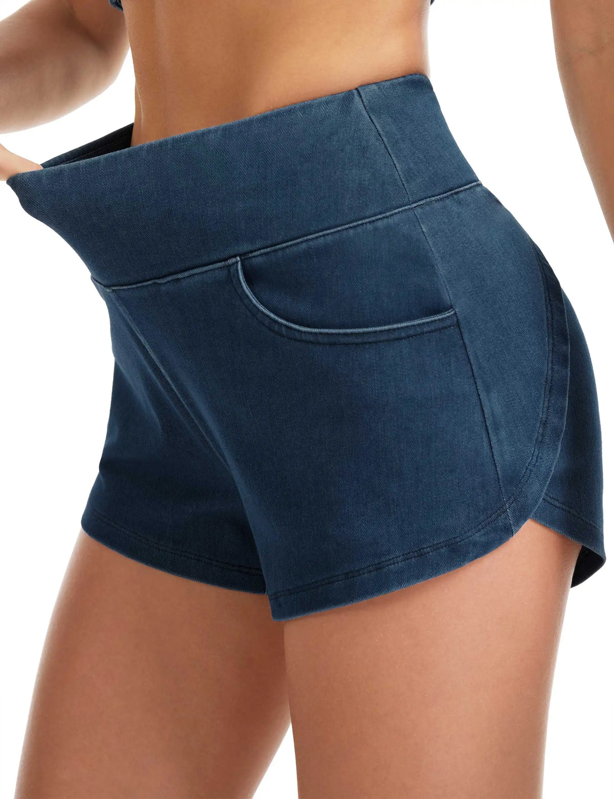THE GYM PEOPLE Women's Stretchy Side Slit Denim Short/High Waist Pull On Jean Shorts With Pockets