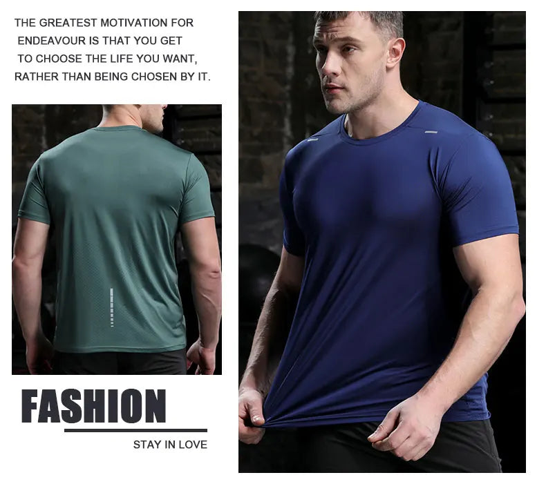 Men's Summer Loose Breathable Short Sleeve Outdoor Cycling/Quick Dry Top Running Tracksuits Fitness T-shirts Muscle Tights