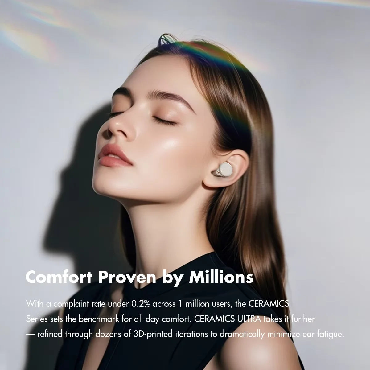 ROSESELSA Ceramics Ultra Wireless Earbuds 50dB Hybrid/ANC HiFi Earphones LHDC LDAC 4Mic AI Noise Reduction 40H Battery