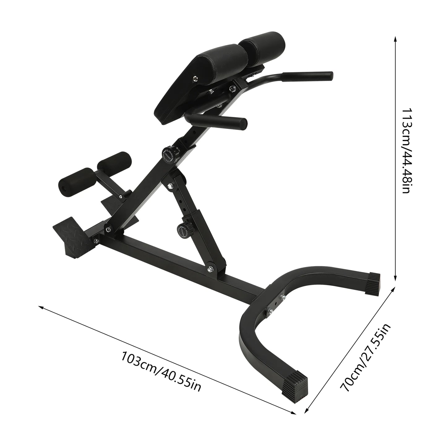 Back Extension Roman Chair Steel Frame Foldable Hyperextension Bench/5 Incline Angles 8 Adjustable Abdominal Pad Length