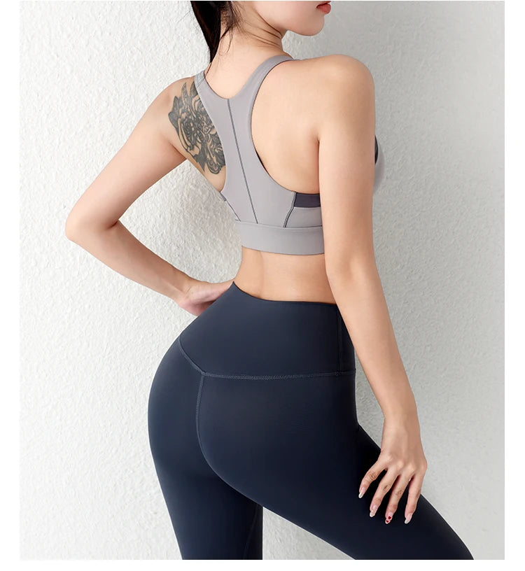 New Design Summer One-Piece High-Strength Shock-Proof/Sports Bra Vested Front Zipper Yoga Sports Bra