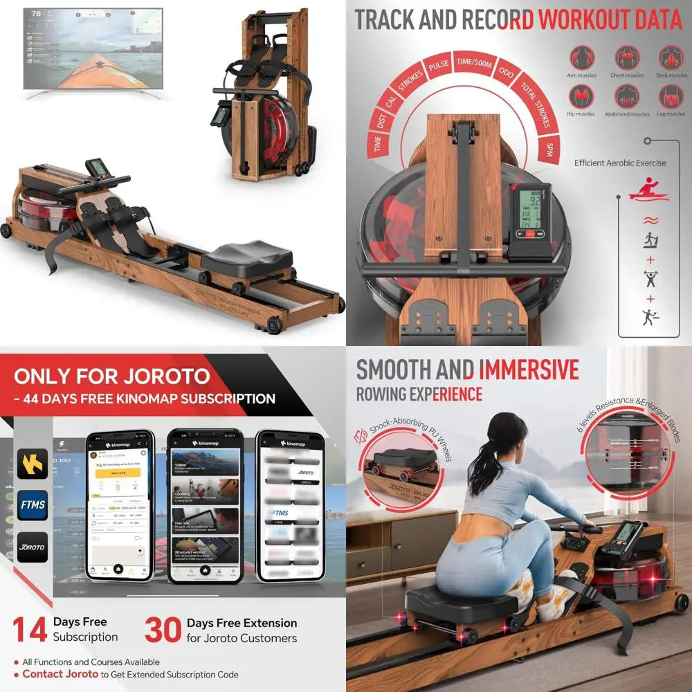 Home Use Foldable Rowing Machine with Bluetooth Monitor and Tablet Holder/JOROTO Water Rowing Exercise Equipment