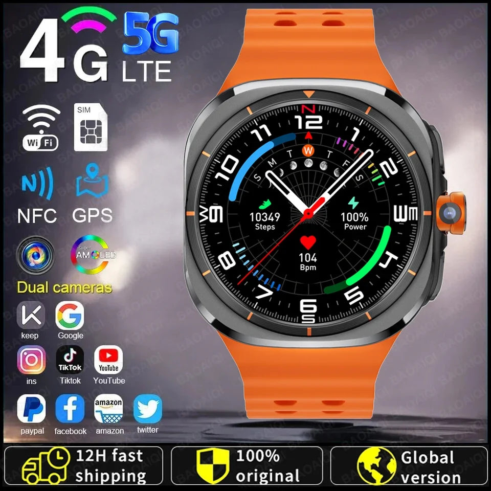 Watch7 Ultra Smart Watch Video Call Smartwatch 4G/5G Sim Card/GPS WIFI Rotary Camera Global Calling Google map Watch