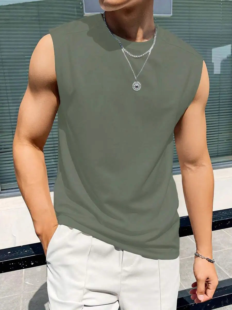 Men Solid Sleeveless Tank Top/Casual Basic Top