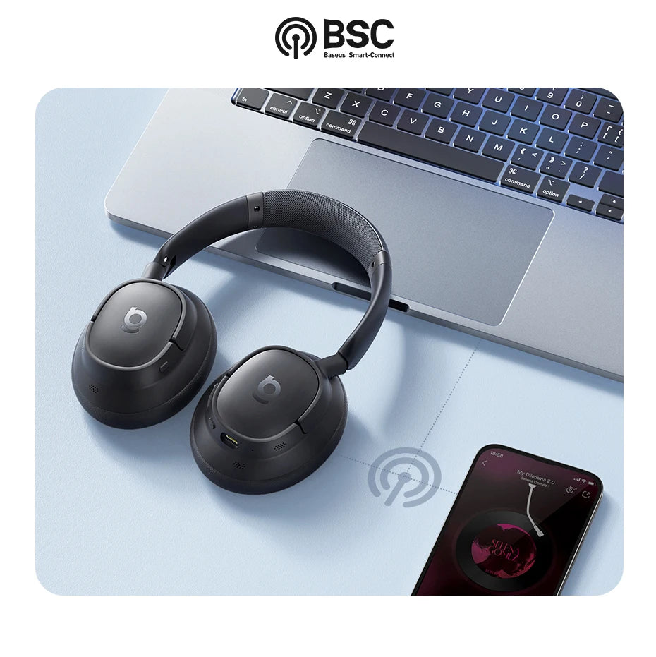 Baseus ANC Wireless Headphones 98% Adaptive/Hybrid Noise Cancelling Headsets Hi-Res LDAC Headphone Bluetooth 6.0