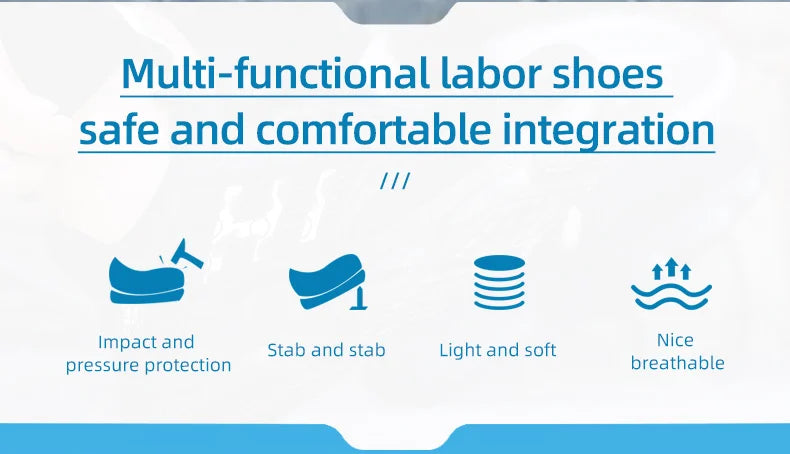 Lace-Free Men's Breathable Casual Work/Safety Shoes with Impact and Puncture Resistance