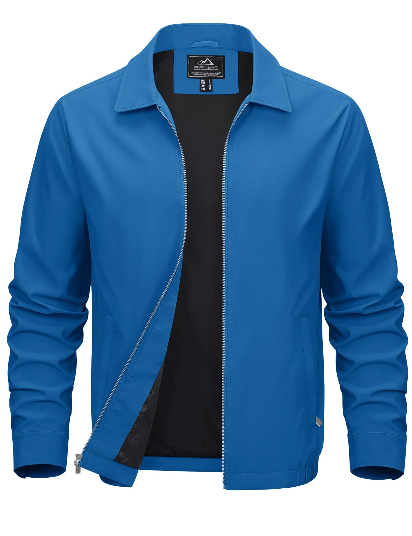 Men's Lightweight Windbreaker Jacket Full Zip Casual Jacket/Water-Repellent Coat with Zip Pockets Golf Work Outdoor