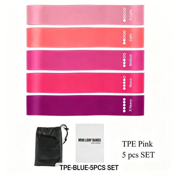 Set of 5 Resistance Exercise Loop Bands/Fitness Yoga Resistance Band TPE Pink