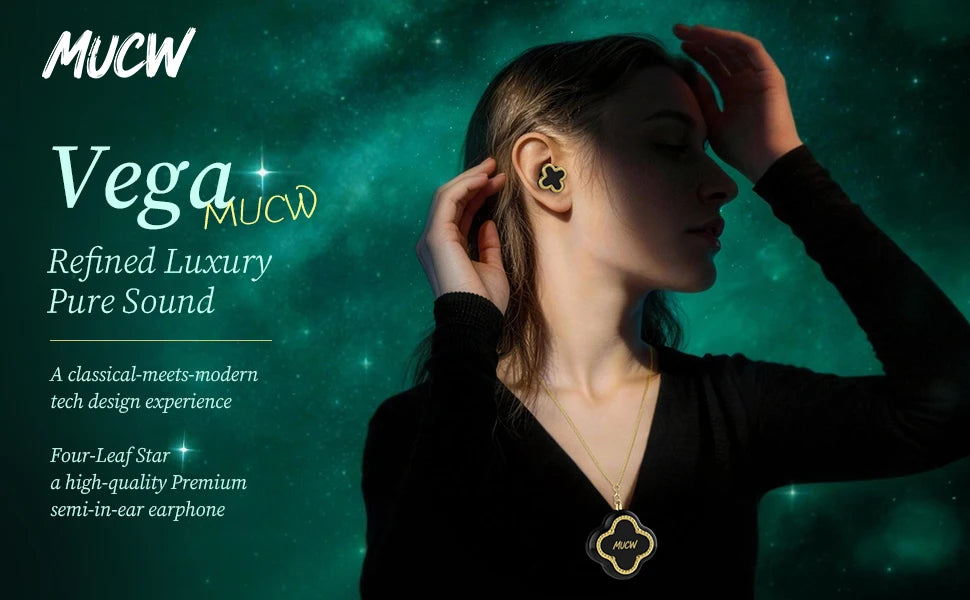 MUCW CO06 Four‑Leaf Clover TWS Wireless Earbuds Bluetooth/V6.0 ENC Call Noise Reduction 3.3g Lightweight In‑Ear Headphones