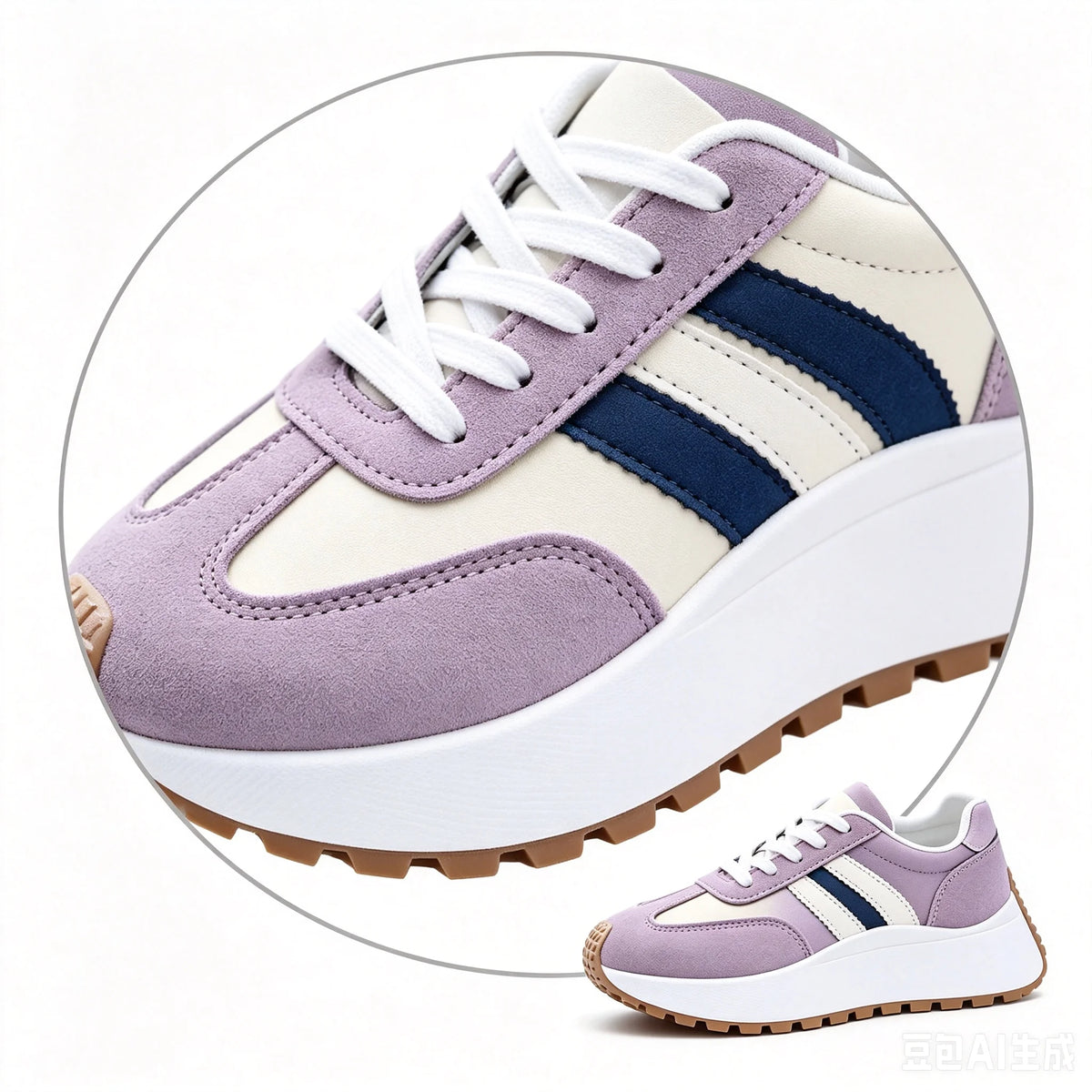 Women's Lace Up Platform Casual Sneakers Soft Synthetic Leather/Upper Non-Slip Rubber Sole Retro Walking Shoes