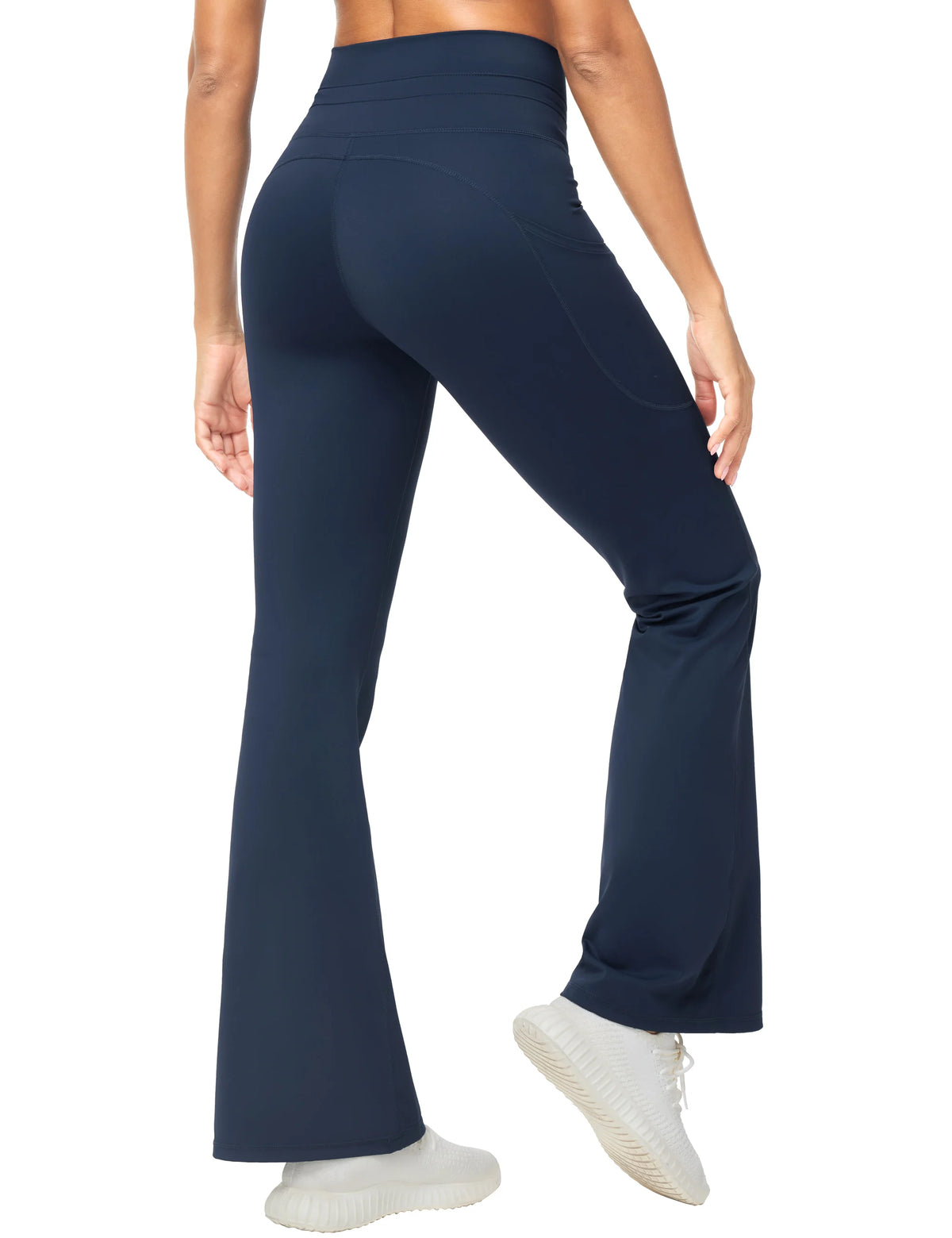 THE GYM PEOPLE Women's High Waisted Drawstring Flare Leggings/Workout Soft Stretchy Bell Bottom Yoga Pants with Pockets