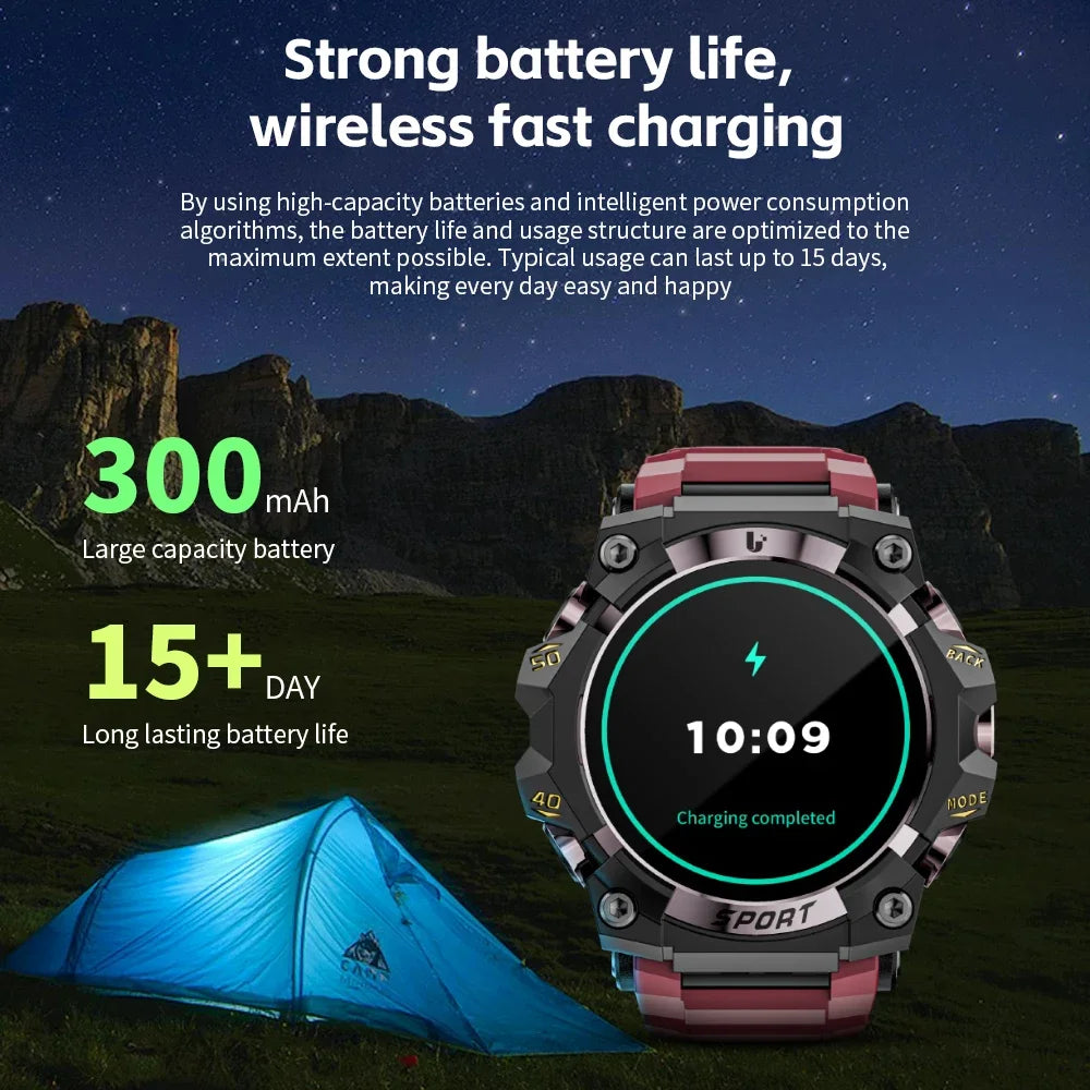 LOKMAT New Rugged Smart Watch Bluetooth Calls Wristband/Fitness Tracker Flashlight Message Push Heart Rate Monitor for Phone