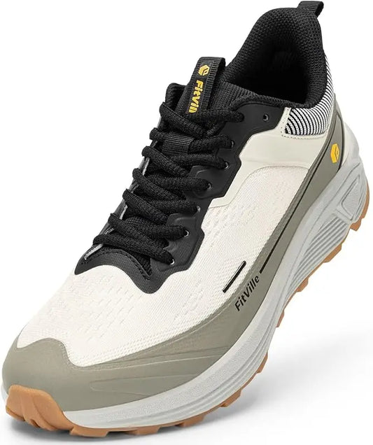 FitVille Wide Walking Shoes For Men Anti-Slip Lightweight Trail Running Shoe/Cushioned Athletic Men's Sneakers With Arch Support